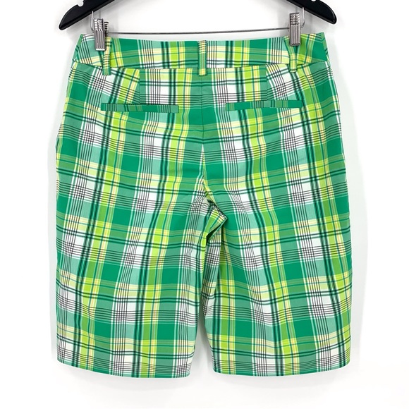 Jones New York Sport Green Plaid Stretch Cotton Blend 11” Shorts, 6 - Picture 7 of 14
